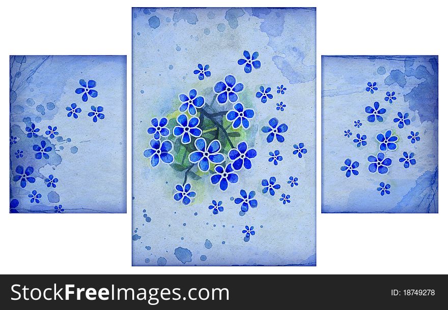 Blue backgrounds with watercolor flowers. Blue backgrounds with watercolor flowers
