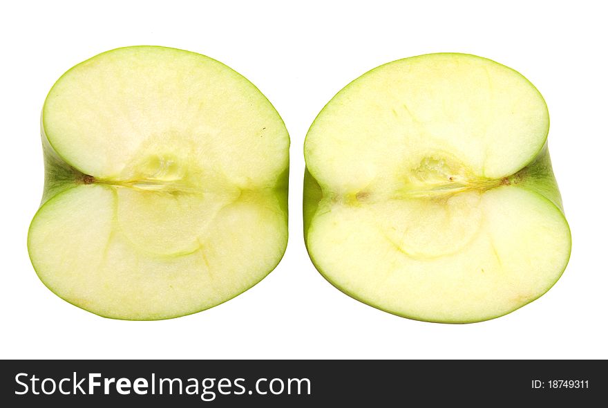 Apple half on white background