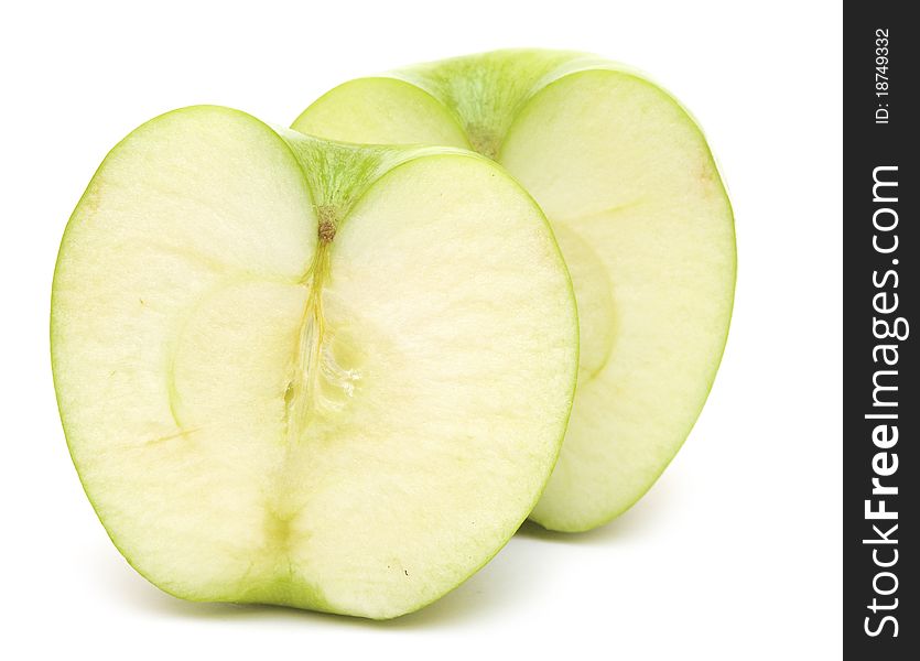 Apple half on white background