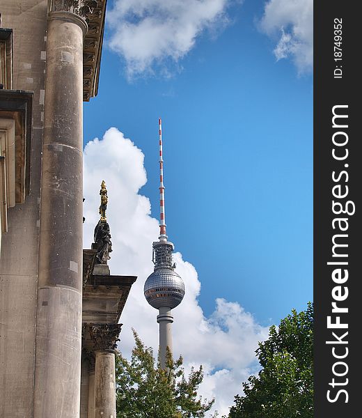 The citizen of Berlin TV tower of the national gallery regards. The citizen of Berlin TV tower of the national gallery regards