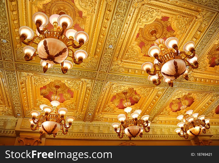 The ceiling lights in hotel