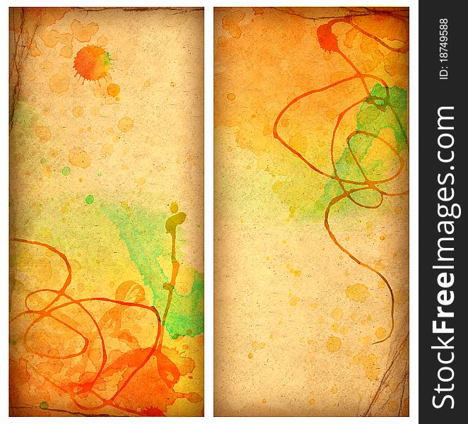 Old colorful watercolor papers set