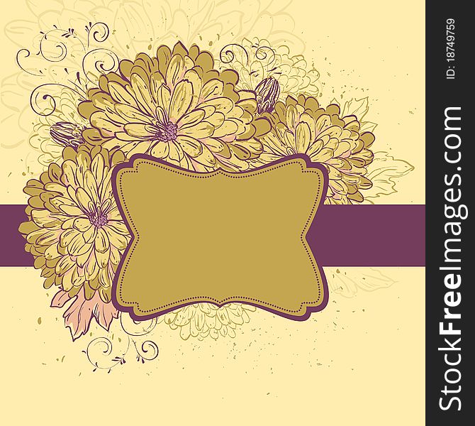 Blooming Chrysanthemums. Floral background with space for your message. Blooming Chrysanthemums. Floral background with space for your message