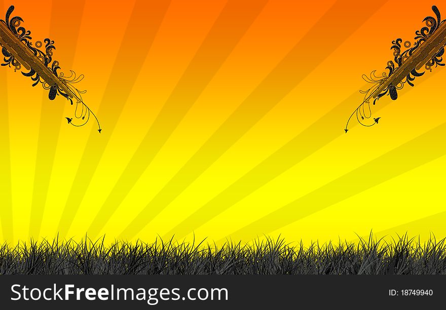 Yellow abstract background  With drawing elements. Yellow abstract background  With drawing elements
