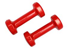 Two Red Dumbbells Isolated Royalty Free Stock Photo Two Red Dumbbells Isolated Royalty Free Stock Photo