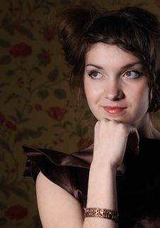 Portrait Of The Beautiful Stylish Brunette Woman Stock Images Portrait Of The Beautiful Stylish Brunette Woman Stock Images