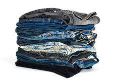 Stack Of Various Jeans Royalty Free Stock Photos