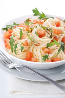 Pasta With Tomato And Rucola Stock Photos Pasta With Tomato And Rucola Stock Photos