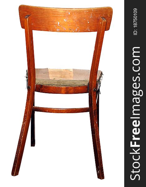 Old wooden chair isolated on a white background