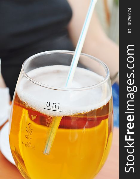 Beer In Clear Glass With Bubbles, Alcohol