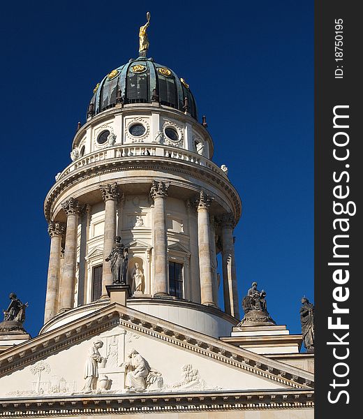 French church at gendarmes the market in Berlin