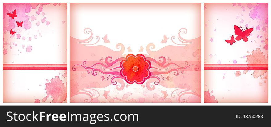 Set of pink watercolor backgrounds