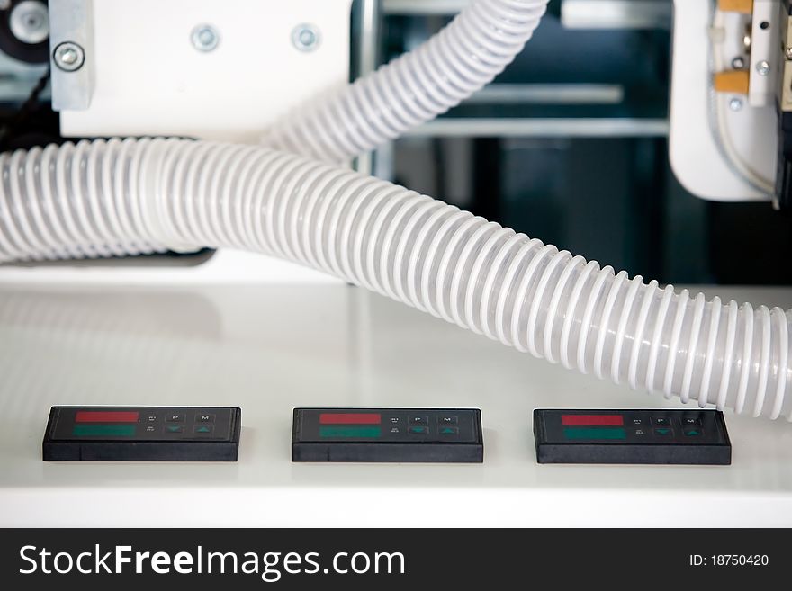 Control desk of a packaging machine.