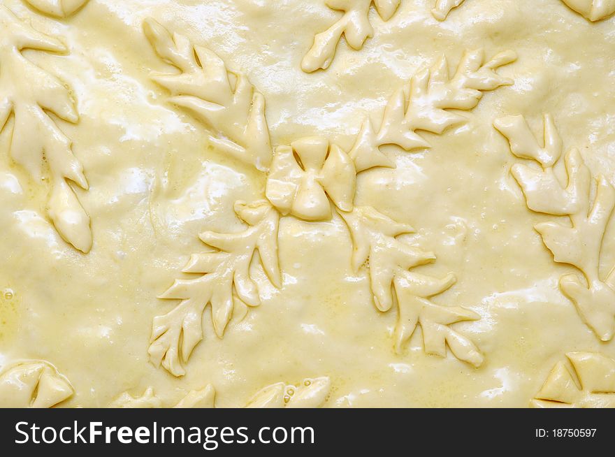 Raw pie dough crust: can be used as background