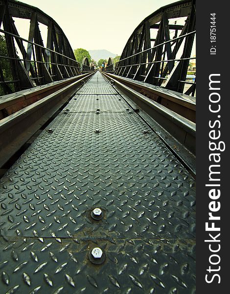 Metal railway bridge over Kwai river, Kanchanaburi Provice, Thailand