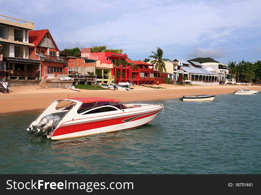 Red Speed Boat at Samui Island Thailand