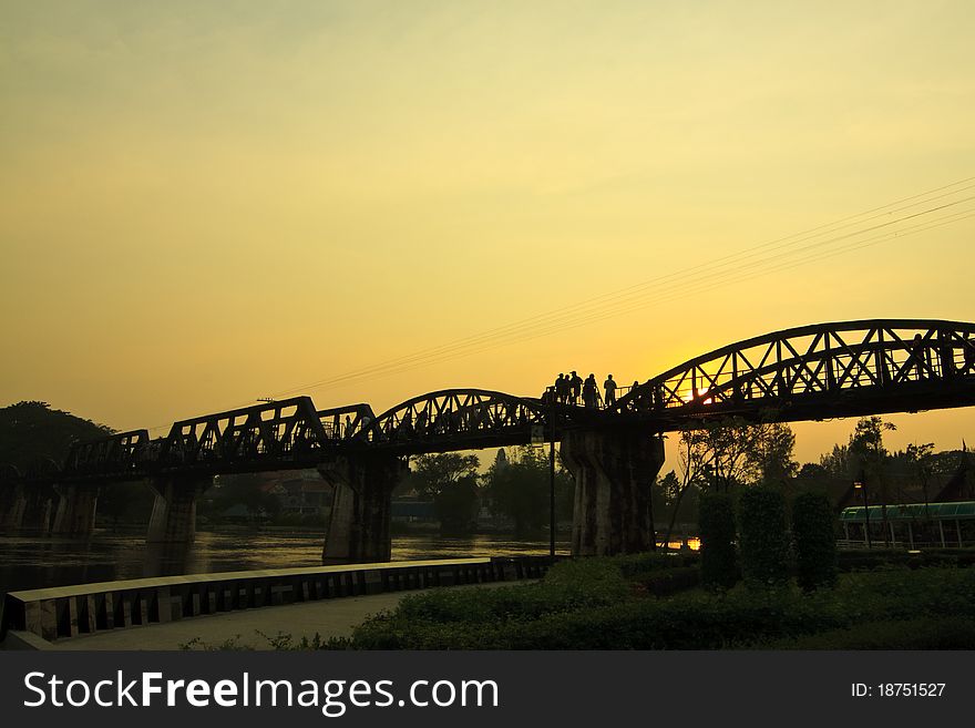 Metal railway bridge over Kwai river, Kanchanaburi Provice, Thailand