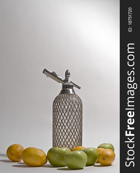 Old retro syphon with fruits