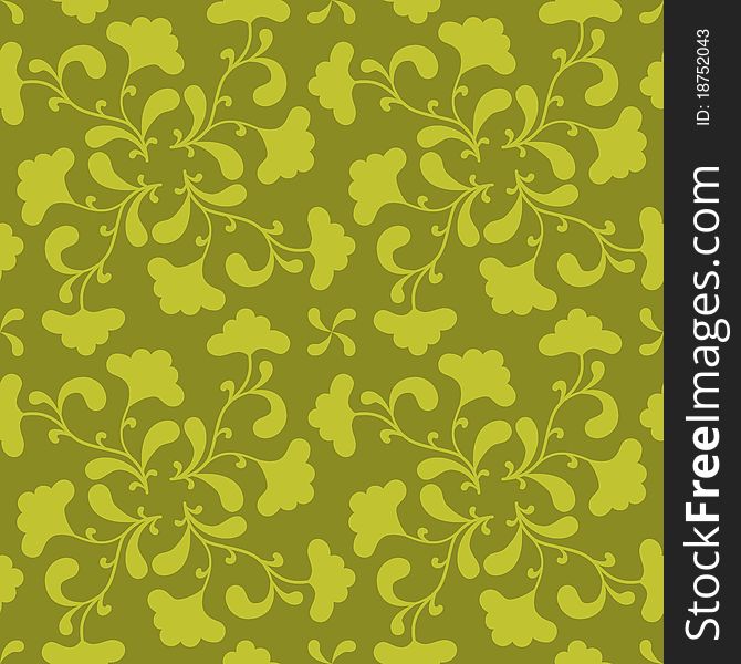Green seamless background with floral silhouette. Green seamless background with floral silhouette.