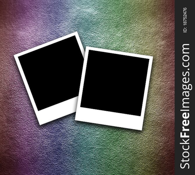 Two photo frame on rainbow color grunge background. Two photo frame on rainbow color grunge background