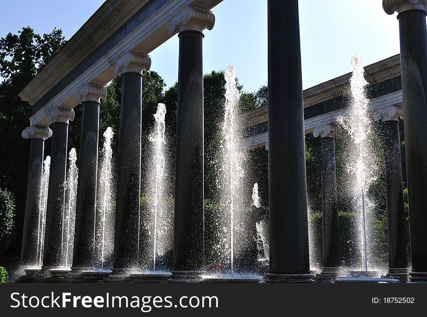 Columns whith fountain on the sunlight