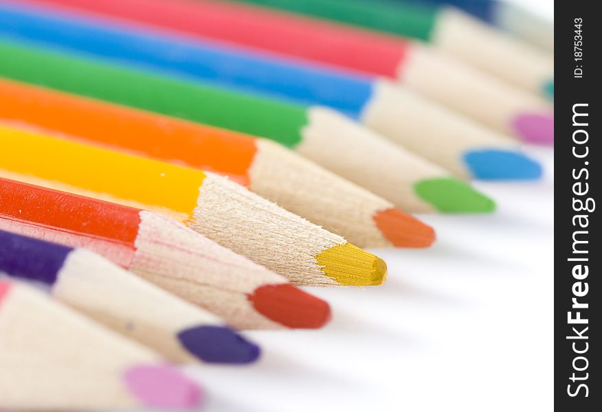 Crayons On Diagonal Line
