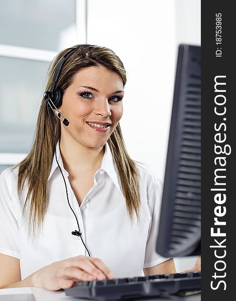 Woman in calling center