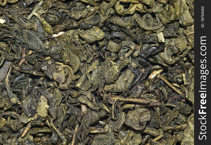 Dried leaves of chinese green tea