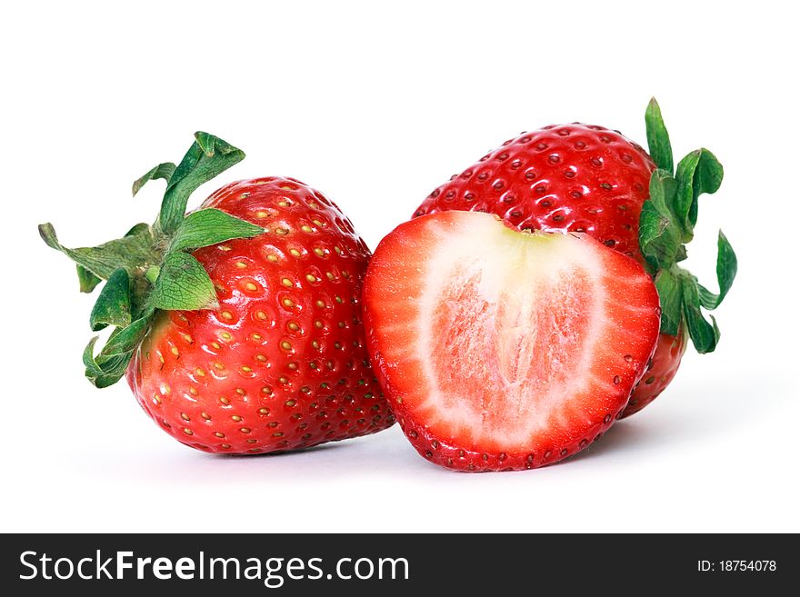 Strawberries over white background with shadow