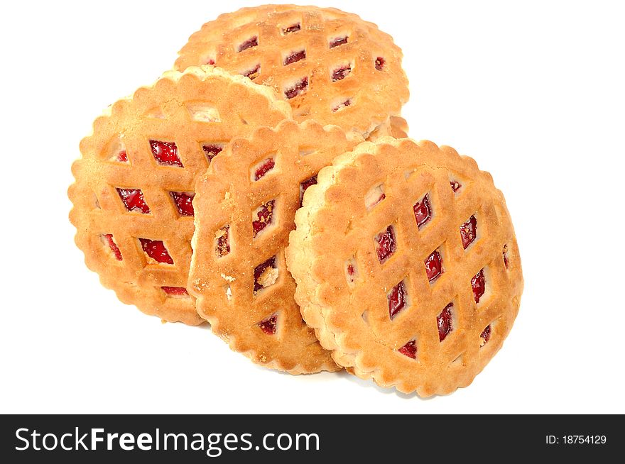 Cookies with jelly , on a white background