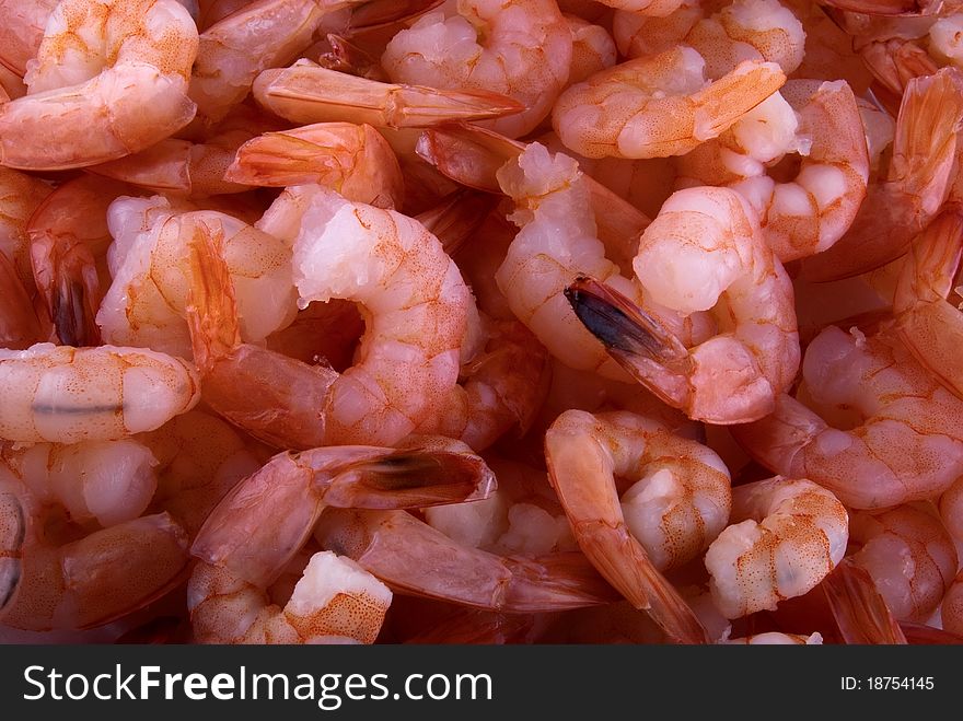 Texture of boiled tasty shrimps