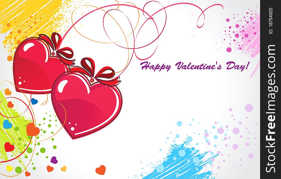 Greeting card, red hearts on a colored background. Greeting card, red hearts on a colored background.