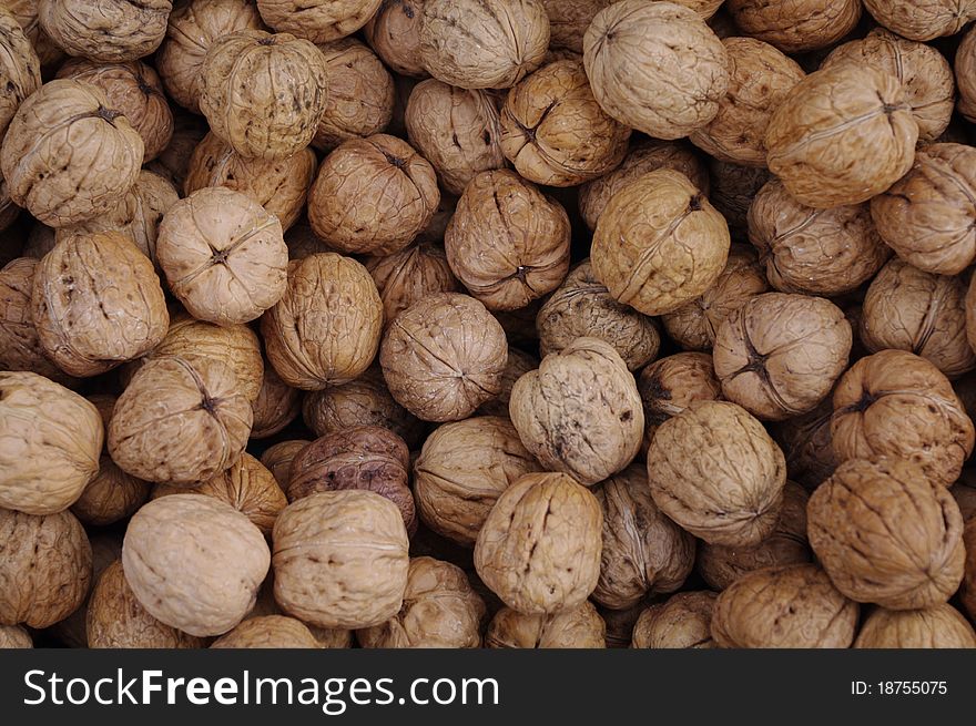 Background out of not bleached french Walnuts