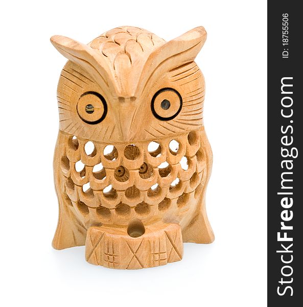 Traditional russian souvenir owl on white