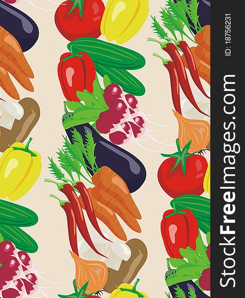 Vegetable background and seamless pattern. Vector illustration. Vegetable background and seamless pattern. Vector illustration