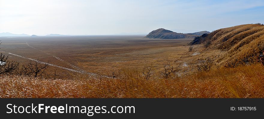 Marine National Reserve. Panorama Khasansky marshes.