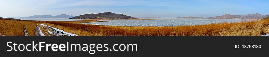 Panorama Polusolenogo Lake In Winter.