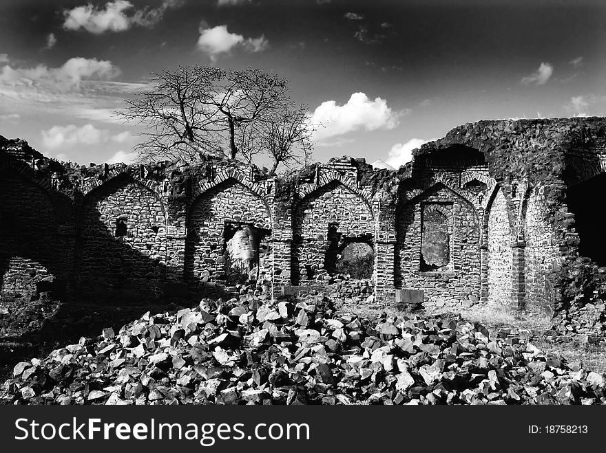 January 08th, 2011 Mandu,Madhya Pradesh, India-A view of a ruin fort of the Mandu. January 08th, 2011 Mandu,Madhya Pradesh, India-A view of a ruin fort of the Mandu