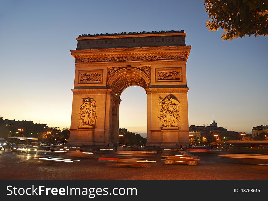 The Arc de Triomphe (Arc de Triomphe de l'Étoile) is one of the most famous monuments in Paris. It stands in the centre of the Place Charles de Gaulle (originally named Place de l'Étoile)