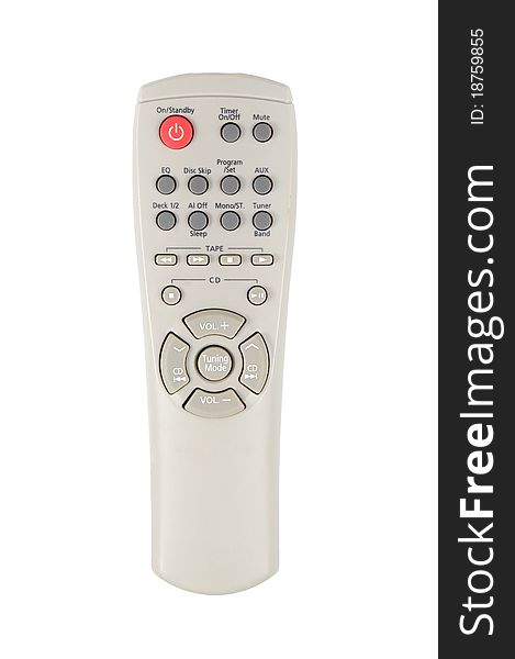 Person holding the remote control isolated on a white background. Person holding the remote control isolated on a white background