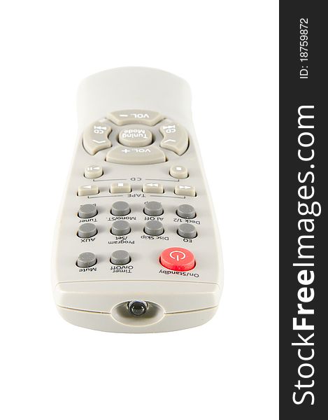 Person holding the remote control isolated on a white background. Person holding the remote control isolated on a white background