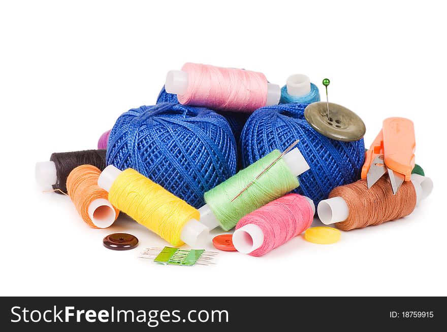 Ball of threads isolated on white background