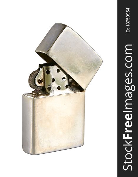 Metallic lighter isolated on a white background.