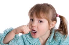 The Little Girl Eats Yoghurt Stock Photo The Little Girl Eats Yoghurt Stock Photo