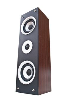 Wood Loudspeaker Isolate On The White. Stock Photo Wood Loudspeaker Isolate On The White. Stock Photo