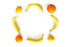 Lemon, Bananas, Orange Photo Frame Royalty Free Stock Image Lemon, Bananas, Orange Photo Frame Royalty Free Stock Image