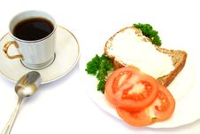 Breakfast With Bread, Tomatoes And Parsley Stock Images Breakfast With Bread, Tomatoes And Parsley Stock Images