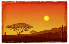 African Sunset Illustration Royalty Free Stock Photos African Sunset Illustration Royalty Free Stock Photos