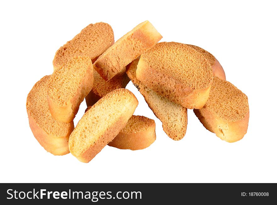 Zwieback bread brown isolated on white background