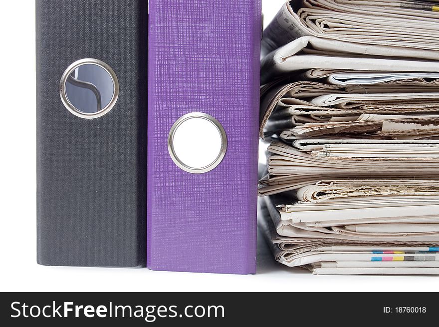 Office folders isolated on the white